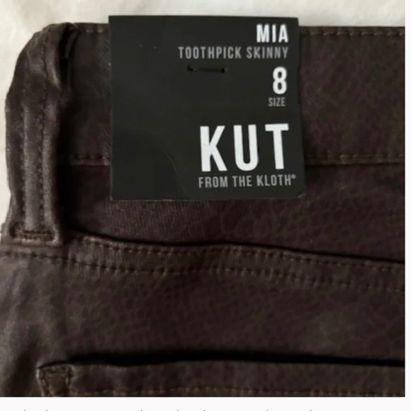 KUT from the Kloth MIA Toothpick Skinny Chocolate Faux Leather Pants / Jeans - Picture 7 of 10